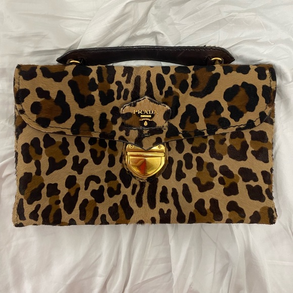PRADA Leopard Print Envelope Clutch - Used - Picture 1 of 12